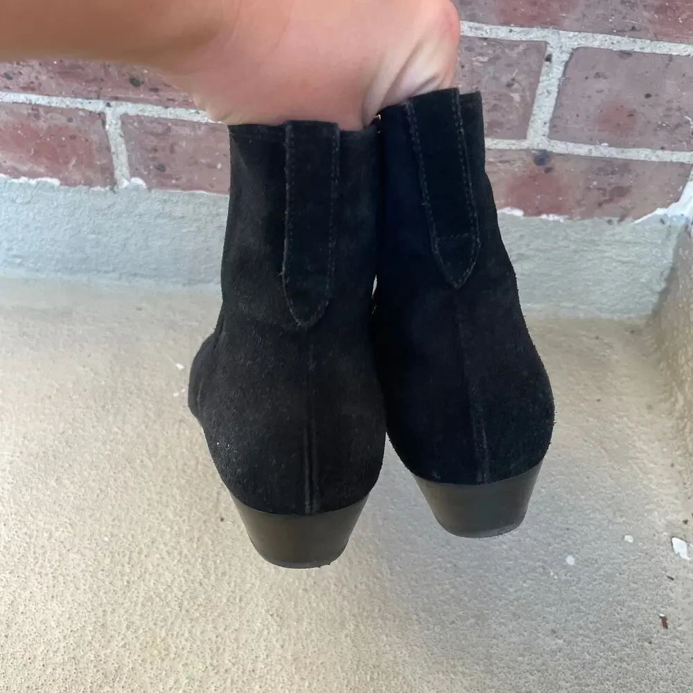 Isabel Marant Etoile Patsha Black Suede Ankle Boots Booties Side Zip Western 38 - Picture 8 of 14